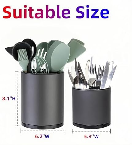 LIBODOUR Kitchen Utensil Holder,Large 360°Rotating For Countertop(2 Set) - Image 3
