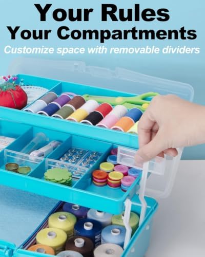TERGOO 13in Lager Plastic Craft Organizer and Storage 3-Layer Tackle Box - Image 4