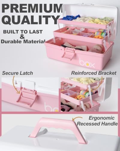 TERGOO 13in Lager Plastic Craft Organizer and Storage 3-Layer Tackle Box - Image 3