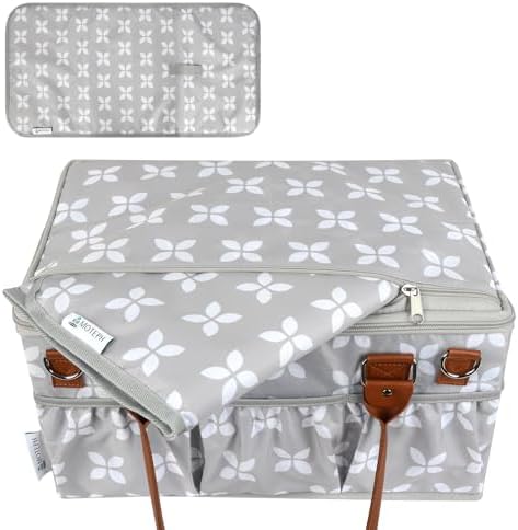 Moteph Diaper Caddy with Changing Mat, Large Baby Diaper Caddy Organizer with Lid, Portable Organizer Basket for Nursery and Car, Shoulder Strap and Pacifier Organizer - Image 5