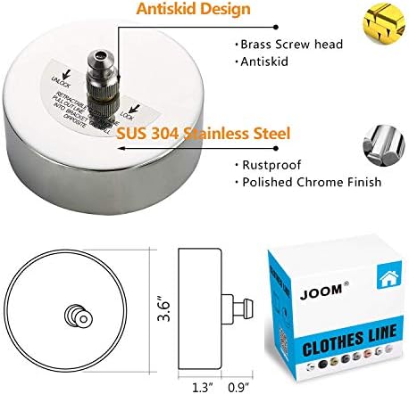 JOOM Retractable Clothesline,9.2 FT Wall-Mounted Laundry Drying Line,Chrome - Image 3