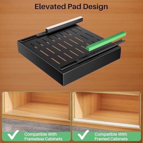2Pack Pull out Cabinet Organizer, 21"Deep, 20"Wide Full-extension Heavy Duty Slide out Drawers Fixed with Adhesive Nano, Roll Out Shelves Sliding Cabinet for Kitchen,Bathroom,Pantry,Under Sink(Black) - Image 3