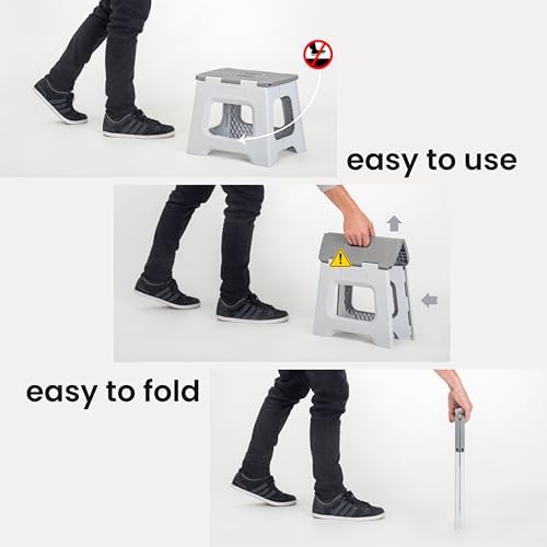 Vigar Compact Foldable Step Stool for Adults 16-Inch Gray - Image 3