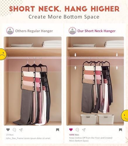 Pants Hangers Space Saving,5 Pack 5 Tier Velvet Short Neck Pants Hangers - Image 2