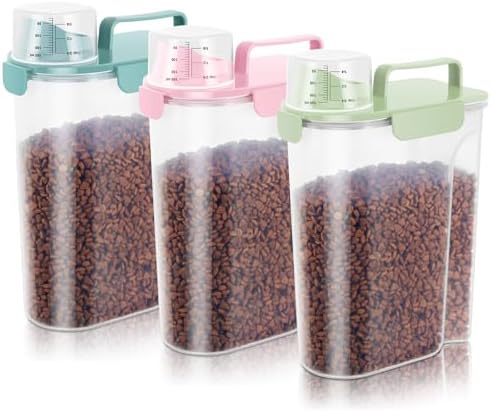 LEAWALK 5-7Lbs Airtight Dog Cat Pet Food Storage Container-3 Pack by LEAWALK