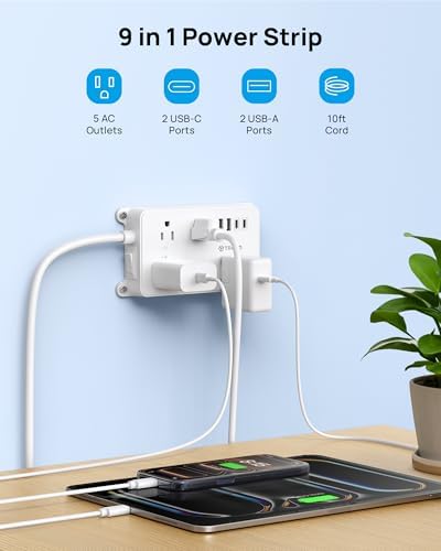 TROND Power Strip with USB, 10ft Extension Cord, 1300J, ETL Listed - Image 2