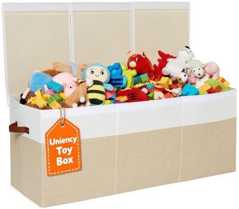Extra Large Toy Box with Lid,Collapsible Toy Storage Chest,Beige by Uniency