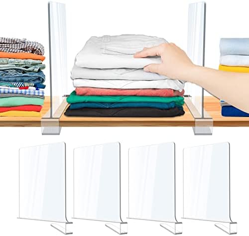 Acrylic Shelf Dividers, 4 Pack Clear Organizers for Closet Organization by clbutgeOrganizer