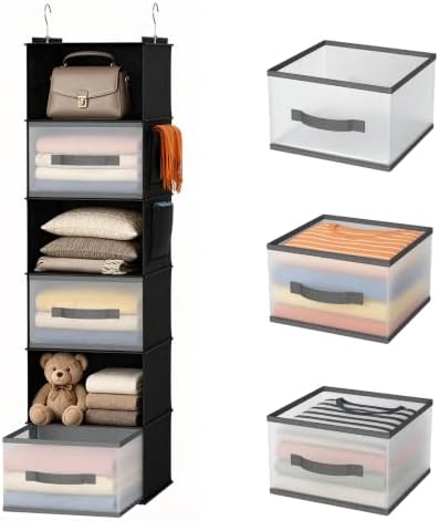 Hanging Closet Organizer, Black by BIEBOS