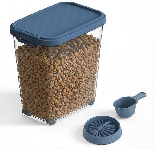 DRATO Pet Food Storage Container with Sealed Lid, Transparent Large Capacity Resin Bin for Dry Food, Treats, and Supplies, Includes Measuring Cup and Slow-Feed Bowl by DRATOprovidesawarmandcozy