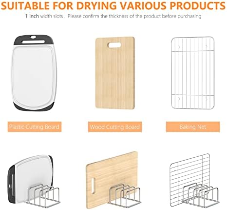 KORRTFID Cutting Board Holder, 2PSC Cutting Board Organizer Rack, 304 Stainless Steel Cookie Sheet Baking Pan and Tray Organizer for Kitchen Cabinet and Pantry Storage (1.0 Inch Width Slots) - Image 4