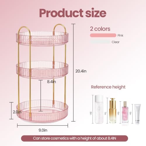 Rotating Makeup Organizer Countertop, Bathroom Lazy Susan Tray Stand - Image 2