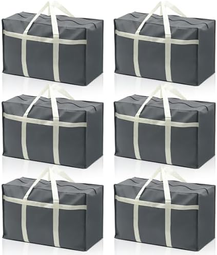 6 Pack Moving Bags, Sturdy Packing Bags with Handles, Zippers by Erthskda