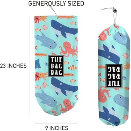 Plastic Bag Holder, Reusable Grocery Plastic Bag Holders ​for Home Kitchen Travelling Camping Beach Decor, use 1 Pack，Marine life - Image 4