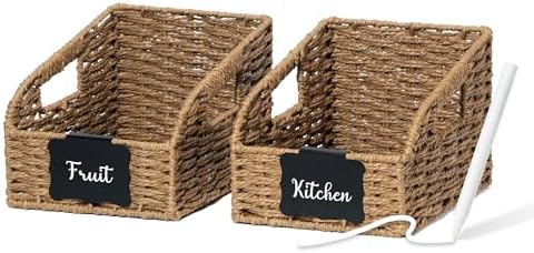 Pantry Baskets for Organizing, Wicker Storage Bins, S-2pcs, Brown by STYLAVE