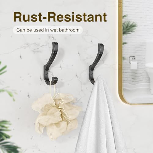 Large Coat Hooks Wall Mount,Heavy Duty Wall Hooks for Hanging, Black 6 Pack - Image 5