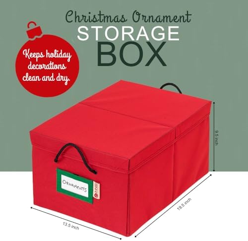 HOLDN’ STORAGE Christmas Ornament Storage Box with Dividers, Holds 72 Ornaments (3 Inch), Large Ball Storage Container with 3 Removable Trays, Durable and Portable - Red - Image 3