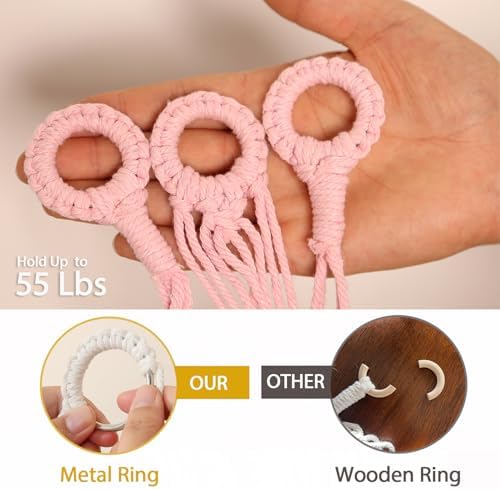 YKBU Stuffed Animals Hammock Corner Hanging Net with Wooden Beads Macrame Stuffed Animal Storage Ideas Plush Holder Toy Organizer for Boho Nursery Playroom Bedroom Kids Room Décor (light pink, Large) - Image 4