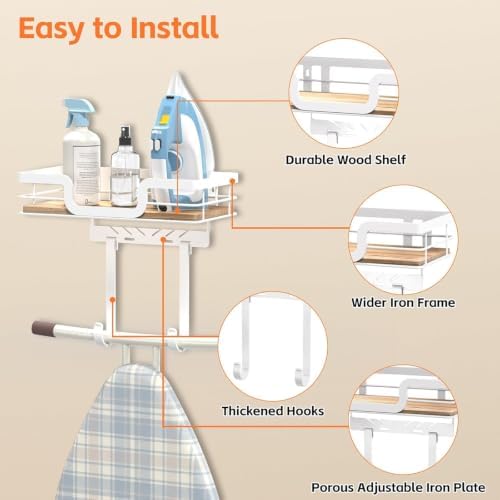 Ironing Board Hanger Wall Mount, T&Y Shaped Iron Holder for Laundry Rooms - Image 4
