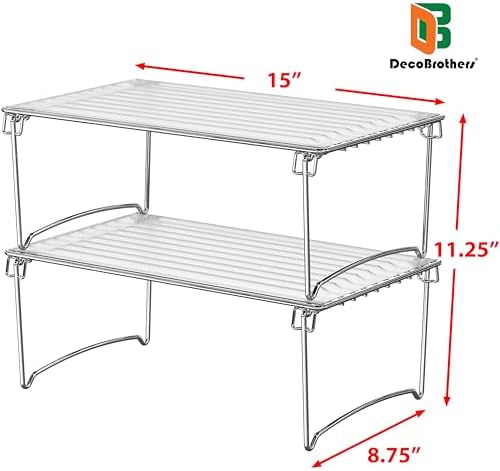 Deco Brothers Stackable Cabinet Shelf Organizer, 2 Pack, Chrome - Image 6