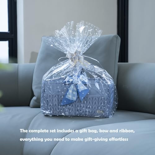 Luxurious Baby Diaper Caddy, Nursery Storage Basket for Newborn Essentials, Travel Baby Basket for Diapers Baby Wipes, Organizer Tote Bag Storage Bin, Baby Shower Gifts(ash blue) - Image 2