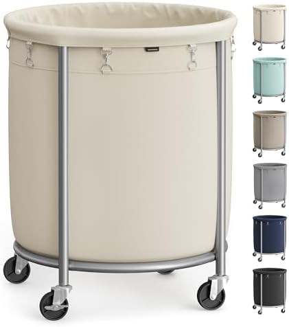 SONGMICS Laundry Basket with Wheels,190L, Steel Frame, Removable Bag by SONGMICSbySONGMICSHOME