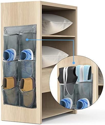 2Pack Canvas Shoe Organizer, Wall or Door Mount, Gray - Image 4