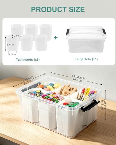 AREYZIN 17QT Clear Storage Bins with Lids & Dividers for Crafts - Image 2