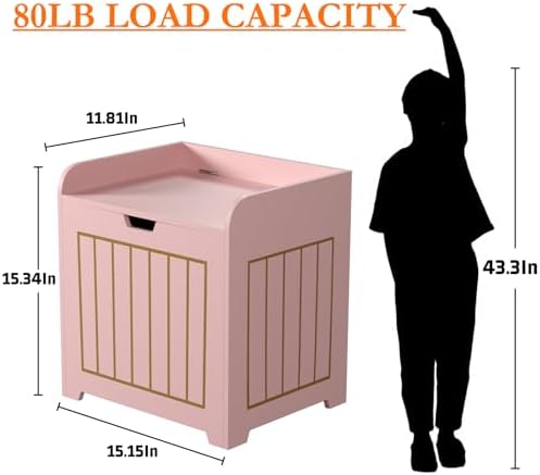 Aenuert Storage Chests, Small Cube Organizer Box,Wooden Entryway Storage (Pink, Without Handles) - Image 2