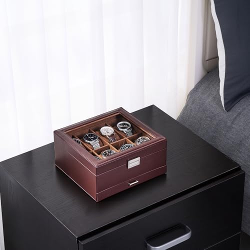 ProCase Watch Box, 8 Slot Watch Display Case with Drawer -Espresso - Image 3