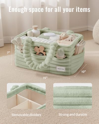 Blissful Diary Flannel Diaper Caddy Organizer & Gift Packaging, Light Green - Image 3