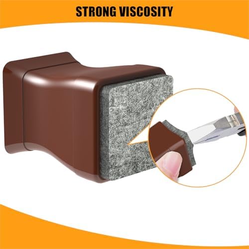 16Pcs Silicone Square Chair Leg Floor Protectors (1 1/4 Inch Brown) - Image 3