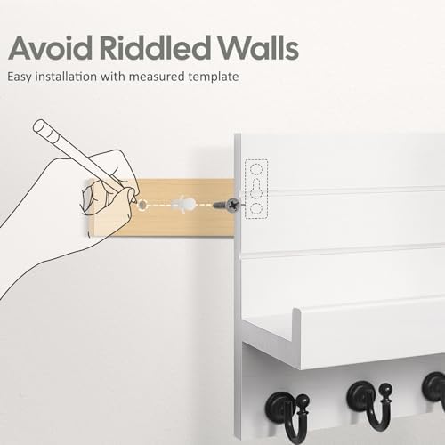 HONJIN Key Holder for Wall: Upgraded 7 Sturdy Key Hooks Easy Installation Mail Organizer Wall Mount Hanging Key Rack for Kitchen and Entryway Decor - Image 2