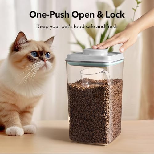 Ankou Dog Food Storage Containers Set, 4.2 QT with 130 ml Scoop & 2.8 QT, Airtight BPA-Free | Stackable Pop Lid Plastic Containers for Kibble & Pet Treats - Image 2