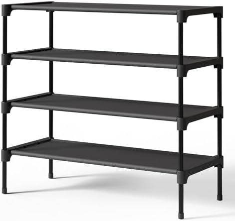 Kitsure Shoe Rack - Non-Woven Shoe Rack Shelf, Shoe Organizer for Closet, Entryway, Garage & Corridor, Stackable Shoe Shelves, X-Large, Black by Kitsure