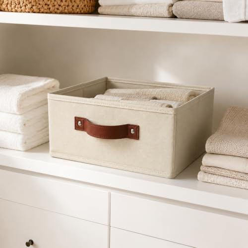 Pantry Storage Bin with Reinforced Sides & Faux Leather Handle - Image 3