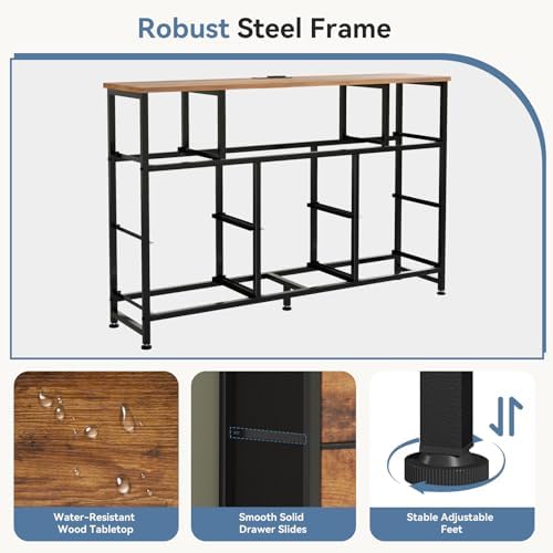 DUMOS LED TV Stand Dresser with Charging Station, Entertainment Center - Image 6