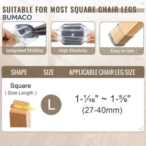 BUMACO Chair Leg Floor Protectors for Hardwood Floors Anti-Scratch 20 Pack - Image 2