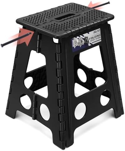 Delxo 16 Inch Folding Step Stool,Foldable Step Stool for Adults Black Dot by Delxo