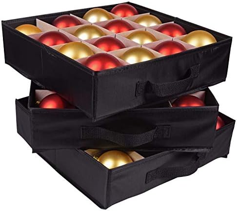 ProPik Christmas Ornament Storage Box, Organizer Holds Up to 48 Xmas Balls with 3 Separate Removable Trays, Container has Dividers to Organize Holiday Tree Ornaments (Red) - Image 6