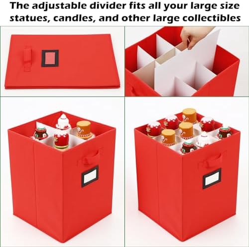 2 Pack 16 Inch Large Christmas Nutcracker Storage Box Hold 18 Nutcrackers Figurine Collectible Storage Box for Holiday Decor Carolers Santa Figure or Nut Cracker Ornaments(Normal,Red) - Image 4