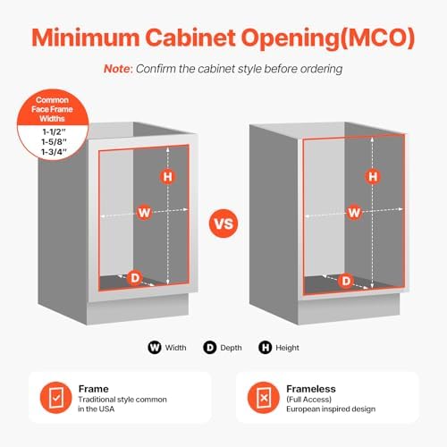 VEVOR Pull-Out Trash Can, 50 QT x2 Double Under Mount Kitchen Waste Container, Heavy Duty Garbage Recycling Bin with Door Kit and Soft Close Slide, for Kitchen Cabinet, Sink, Under Counter (Grey) - Image 5