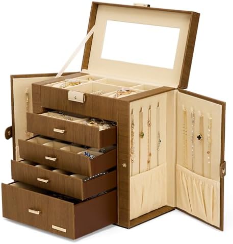 Homde Large Jewelry Box for Women: 5-Layer Organizer with Lock for Dresser by Homde