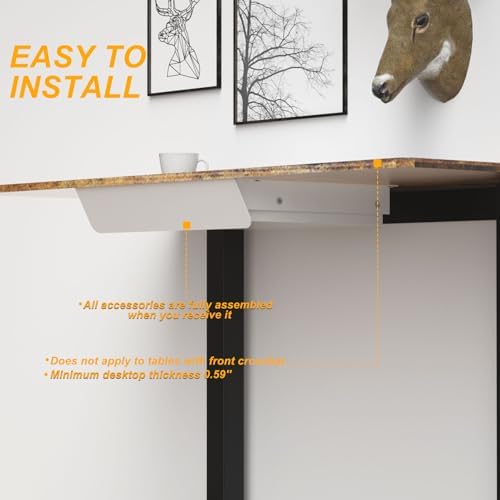 White Under Desk Mounted Sliding Drawer with 60 Degree Tilt Panel to pull out, 15'' long & 9'' deep Large Storage Organizer for Sit Stand Workstation - Image 7