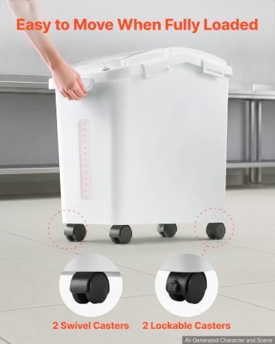 VEVOR Rice Storage Container 75 lbs/13.2 Gallons Dog Food Dispenser Bin - Image 5