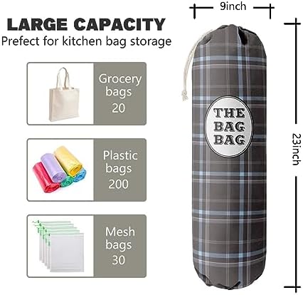 Classic Buffalo Check Plaid Grocery Bags Holder Organizer, Wall Mount Plastic Bags Storage Container Dispenser, Kitchen Housewarming Gift For Women, Family, Friends, Grandma, Mom (A-21) - Image 2