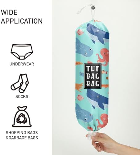 Plastic Bag Holder, Reusable Grocery Plastic Bag Holders ​for Home Kitchen Travelling Camping Beach Decor, use 1 Pack，Marine life - Image 2