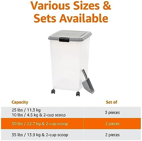 Amazon Basics Airtight Pet Food Storage Container with Scoop, BPA Free, Removable Wheels, 69 QT, Gray - Image 4