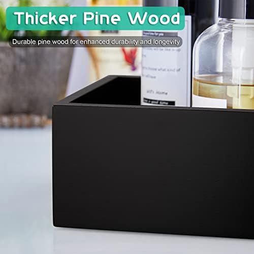 ALELION Black Bathroom Basket - Wooden Toilet Tank Paper Basket with Handle for Organizing - Back of Toilet Storage Organizer for Bathroom Tank Topper Counter - Black Bathroom Decor Box - Image 7