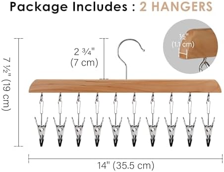StorageWorks Hat Organizer 2 Pack, Wood Color Cap Hanger Rack with 10 Clips - Image 2